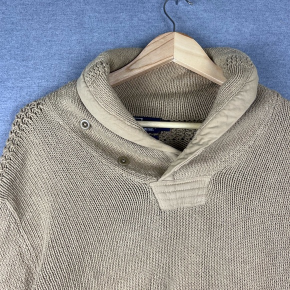 VTG Polo Ralph Lauren Sweater Shawl unisex L tan Neck